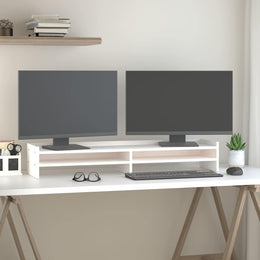 Monitorerhöhung 100 × 24 × 16 cm aus massivem Kiefernholz - Weiß