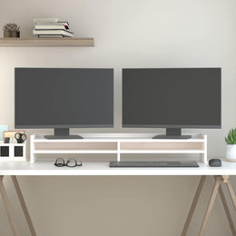 Monitorerhöhung 100 × 24 × 16 cm aus massivem Kiefernholz - Weiß