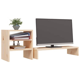 Monitorerhöhung 81 × 20 × 30 cm aus unbehandeltem massivem Kiefernholz