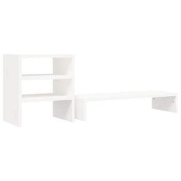Monitorerhöhung 81 × 20 × 30 cm aus massivem Kiefernholz - Weiß