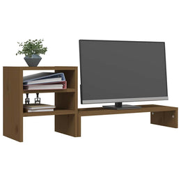 Monitorerhöhung 81 × 20 × 30 cm aus massivem Kiefernholz - Honigbraun