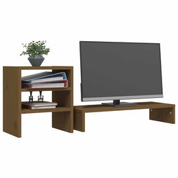 Monitorerhöhung 81 × 20 × 30 cm aus massivem Kiefernholz - Honigbraun