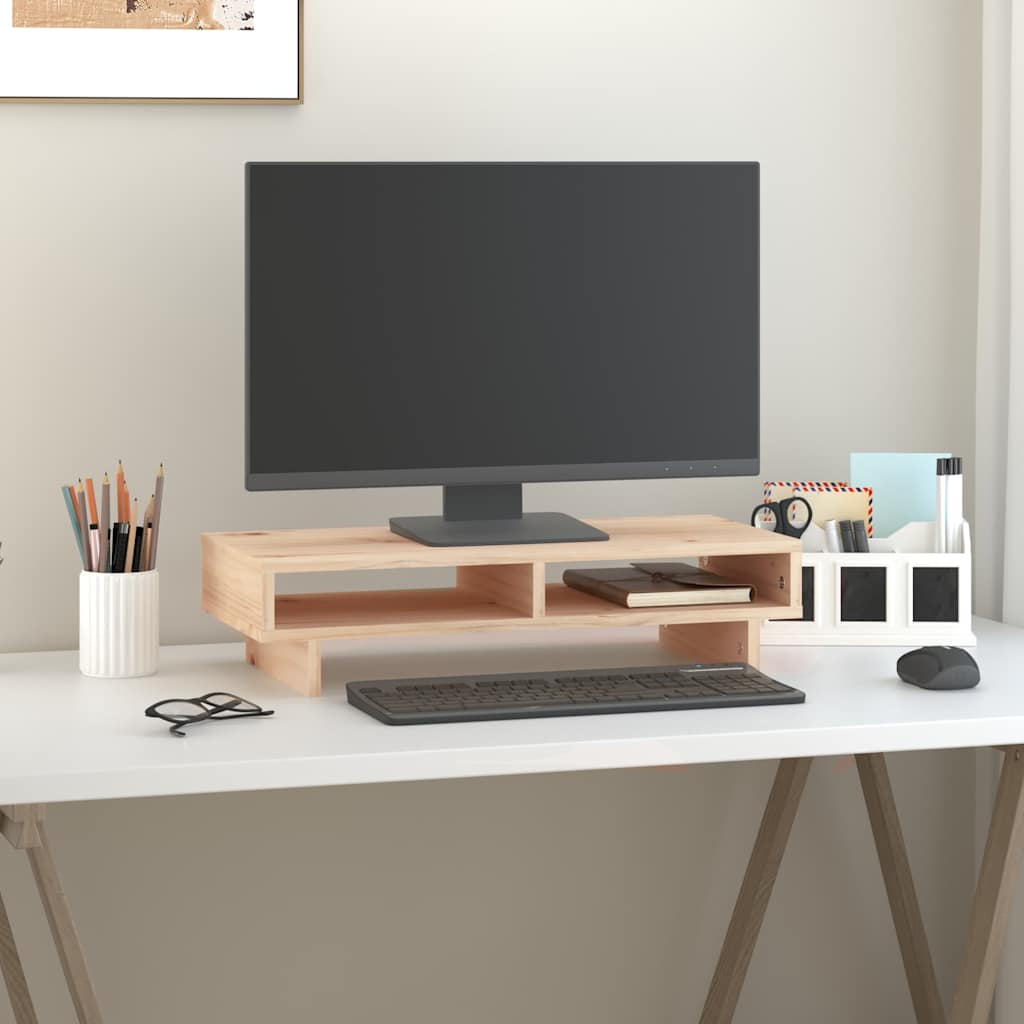 Monitorerhöhung 60 × 27 × 14 cm aus unbehandeltem massivem Kiefernholz