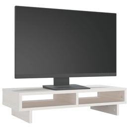 Monitorerhöhung 60 × 27 × 14 cm aus massivem Kiefernholz - Weiß