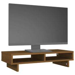 Monitorerhöhung 60 × 27 × 14 cm aus massivem Kiefernholz - Honigbraun