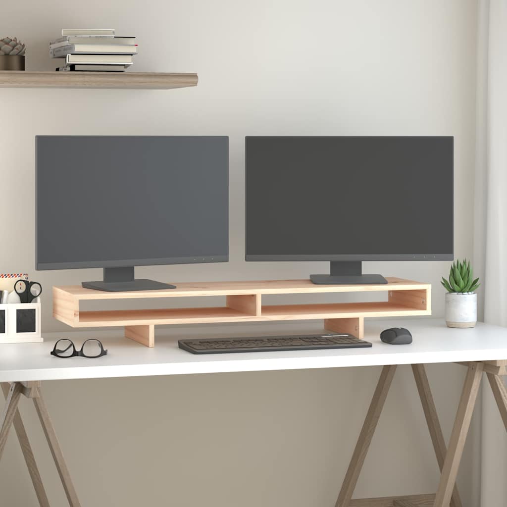 Monitorerhöhung 100 × 27 × 14 cm aus unbehandeltem massivem Kiefernholz