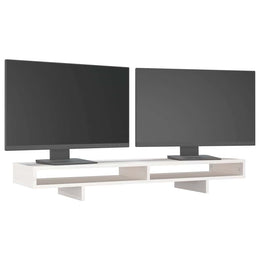 Monitorerhöhung 100 × 27 × 14 cm aus massivem Kiefernholz - Weiß
