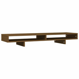 Monitorerhöhung 100 × 27 × 14 cm aus massivem Kiefernholz - Honigbraun