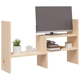 Monitorerhöhung (39-72) × 17 × 43 cm aus unbehandeltem massivem Kiefernholz