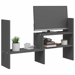 Monitorerhöhung (39-72) × 17 × 43 cm aus massivem Kiefernholz - Grau