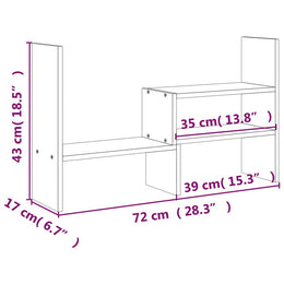 Monitorerhöhung (39-72) × 17 × 43 cm aus massivem Kiefernholz - Grau