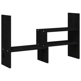 Monitorerhöhung (39-72) × 17 × 43 cm aus massivem Kiefernholz - Schwarz