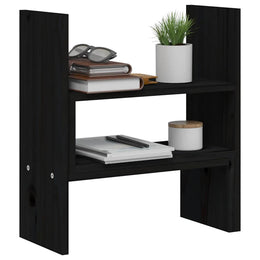 Monitorerhöhung (39-72) × 17 × 43 cm aus massivem Kiefernholz - Schwarz