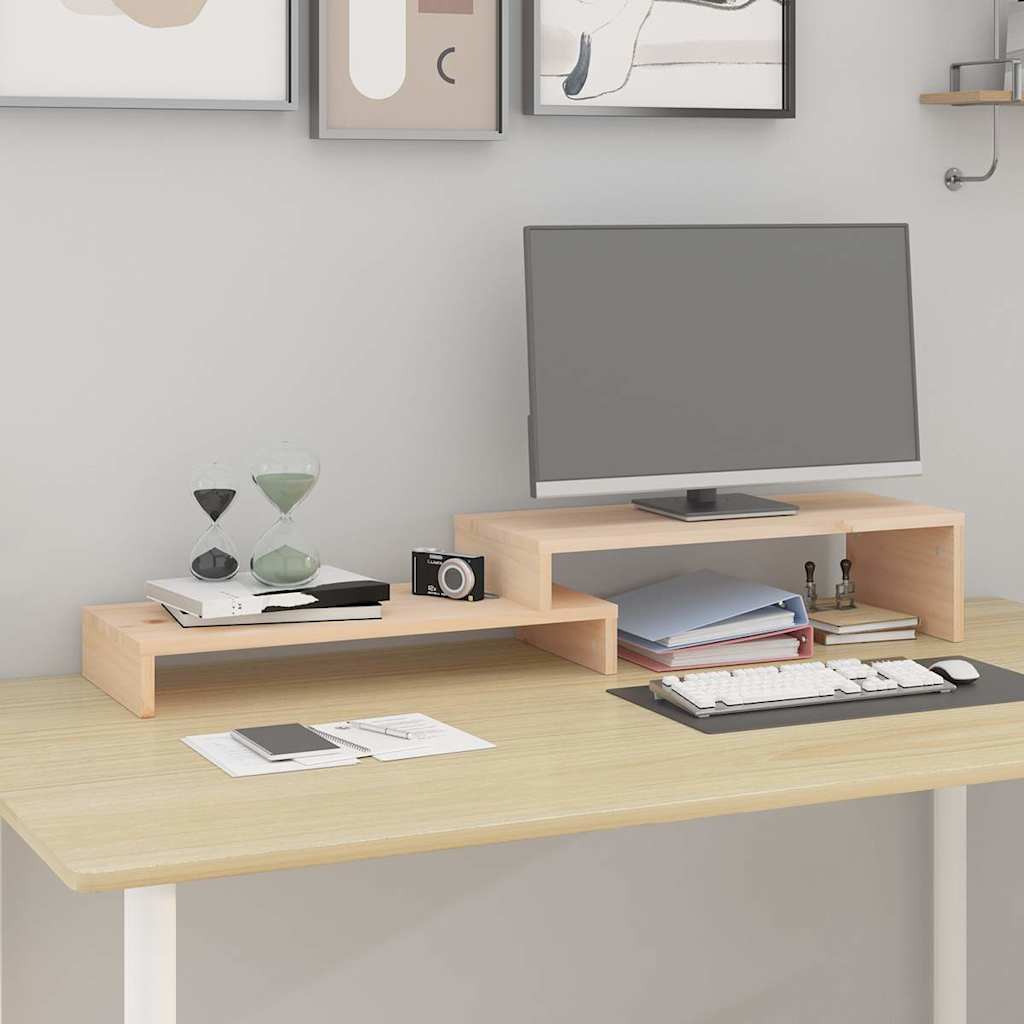Monitorerhöhung (52-101) × 22 × 14 cm aus unbehandeltem massivem Kiefernholz