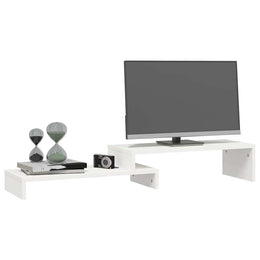 Monitorerhöhung (52-101) × 22 × 14 cm aus massivem Kiefernholz - Weiß