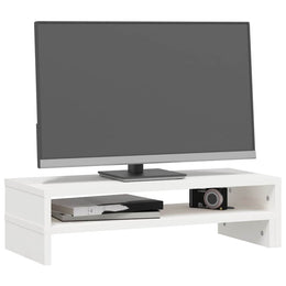 Monitorerhöhung (52-101) × 22 × 14 cm aus massivem Kiefernholz - Weiß
