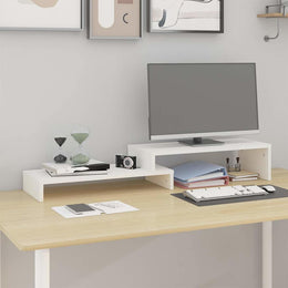 Monitorerhöhung (52-101) × 22 × 14 cm aus massivem Kiefernholz - Weiß
