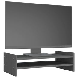 Monitorerhöhung 50 × 27 × 15 cm aus massivem Kiefernholz - Grau