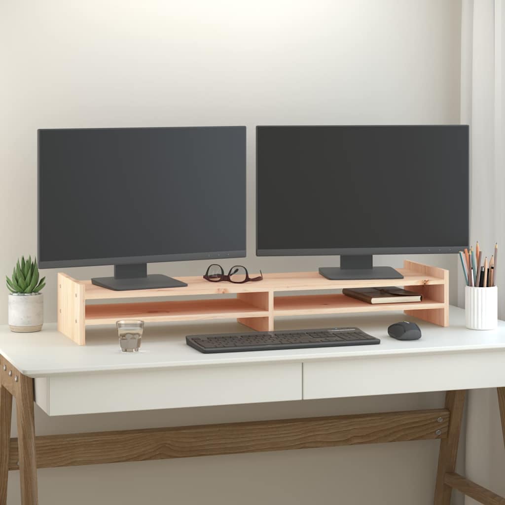Monitorerhöhung 100 × 27 × 15 cm aus unbehandeltem massivem Kiefernholz (Art.-Nr. 814024)