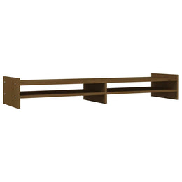 Monitorerhöhung 100 × 27 × 15 cm aus massivem Kiefernholz - Honigbraun