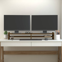 Monitorerhöhung 100 × 27 × 15 cm aus massivem Kiefernholz - Honigbraun