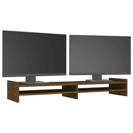 Monitorerhöhung 100 × 27 × 15 cm aus massivem Kiefernholz - Honigbraun