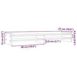 Monitorerhöhung 100 × 27 × 15 cm aus massivem Kiefernholz - Honigbraun