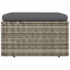 Gartenhocker mit Kissen Grau 55x55x30 cm Poly Rattan