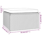 Gartenhocker mit Kissen Grau 55x55x30 cm Poly Rattan