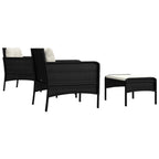5-tlg. Garten-Lounge-Set mit Kissen Schwarz Poly Rattan