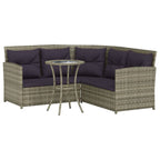 2-tlg. Sofagarnitur in L-Form mit Kissen Grau Poly Rattan