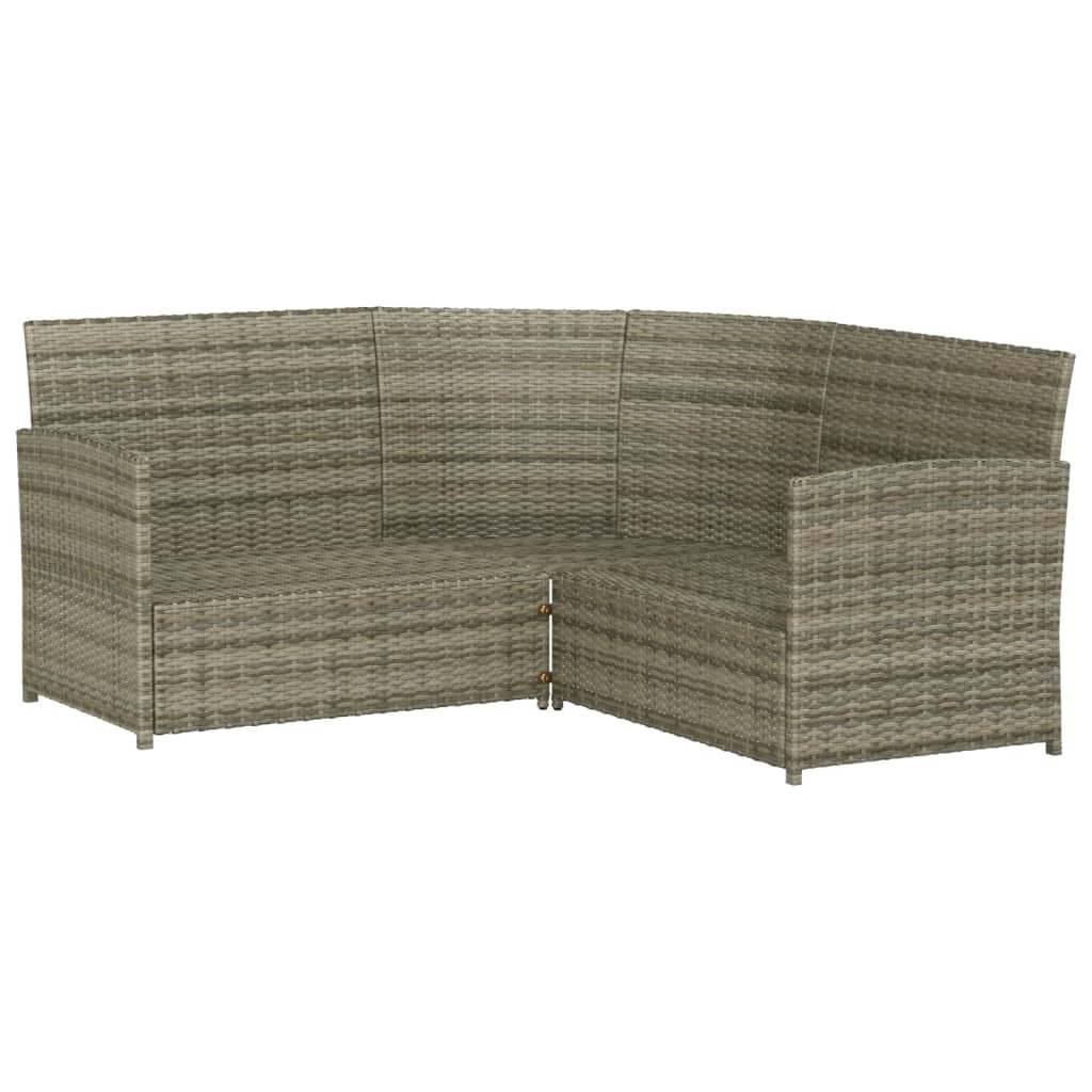 2-tlg. Sofagarnitur in L-Form mit Kissen Grau Poly Rattan