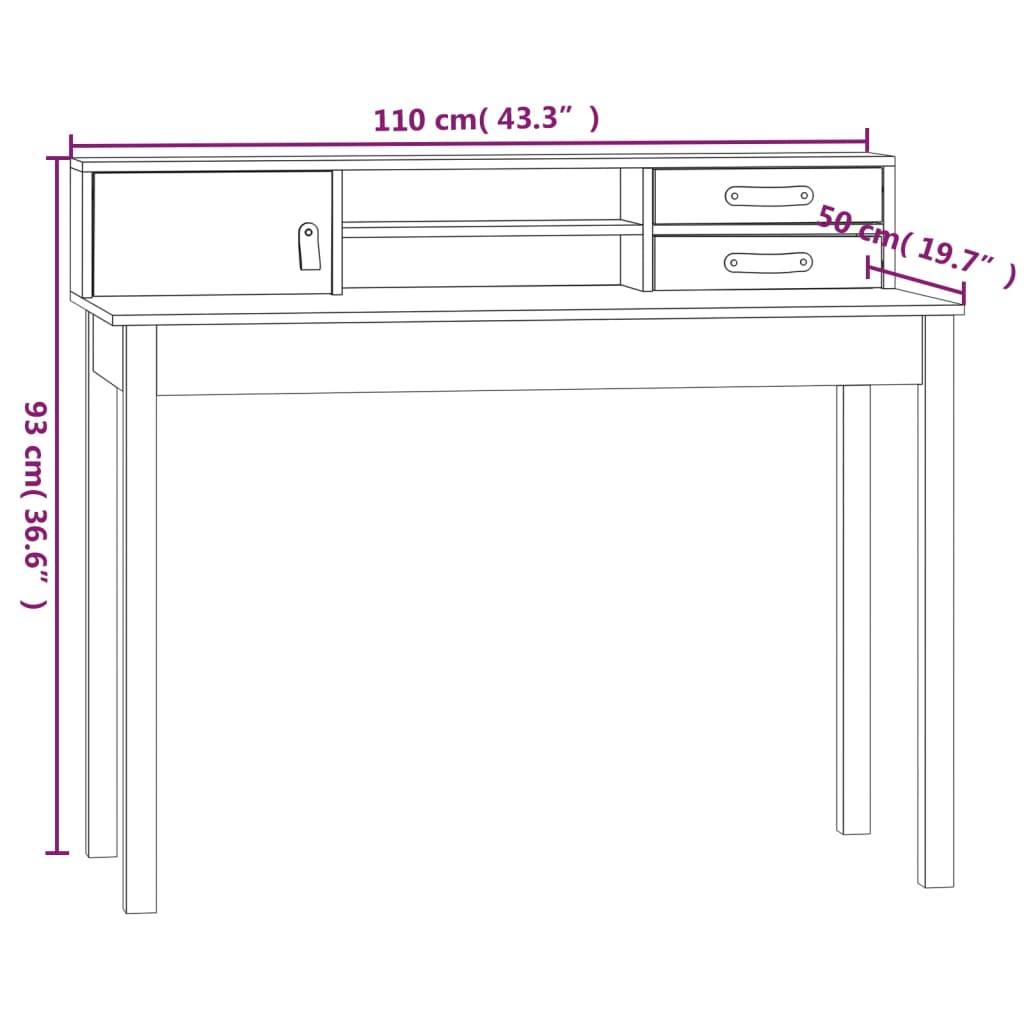 Schreibtisch 110 x 50 x 93 cm Massivholz Kiefer
