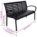 Gartenbank Schwarz 116 cm Stahl und WPC