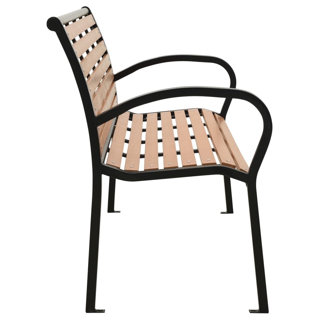 Gartenbank Schwarz und Braun 116 cm Stahl und WPC