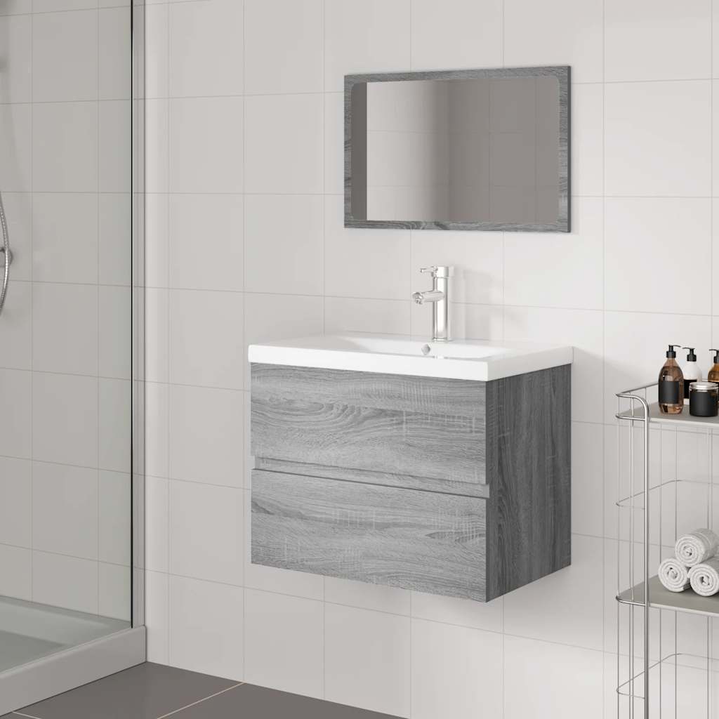 Badmöbel-Set Grau Sonoma Holzwerkstoff