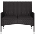 Gartenbank 2-Sitzer mit Kissen Schwarz Poly Rattan