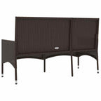 Gartenbank 3-Sitzer mit Kissen Braun Poly Rattan