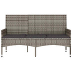 Gartenbank 3-Sitzer mit Kissen Grau Poly Rattan