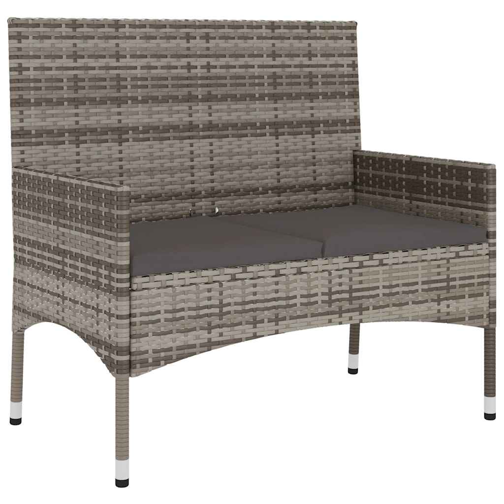6-tlg. Garten-Lounge-Set mit Kissen Grau Poly Rattan