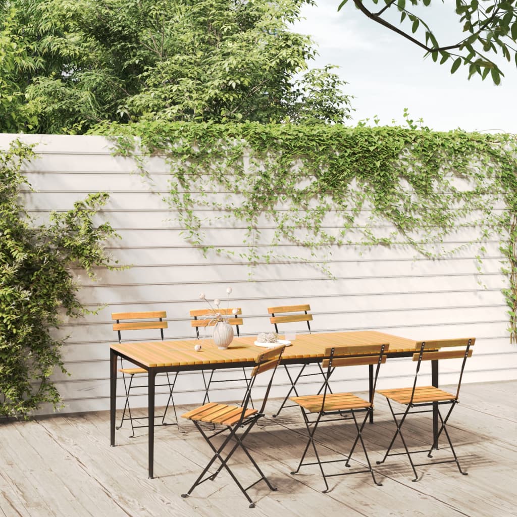 Klappbare Gartenstühle 6 Stk. Stahl und Massivholz Akazie