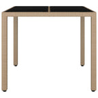 Gartentisch mit Glasplatte Beige Poly Rattan & Hartglas