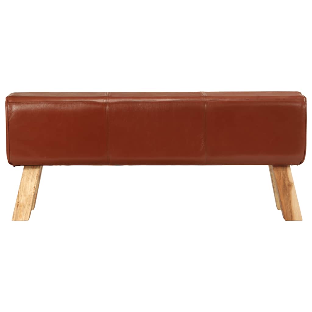 Sitzbank Turnbock Braun 110 cm Echtleder und Massivholz Mango