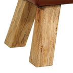 Sitzbank Turnbock Braun 110 cm Echtleder und Massivholz Mango