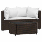 3-tlg. Garten-Lounge-Set mit Kissen Braun Poly Rattan