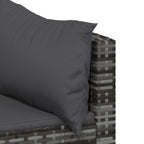4-tlg. Garten-Lounge-Set mit Kissen Grau Poly Rattan