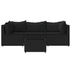 4-tlg. Garten-Lounge-Set mit Kissen Schwarz Poly Rattan