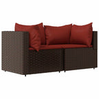 Garten-Ecksofas mit Kissen 2 Stk. Braun Poly Rattan