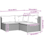 3-tlg. Garten-Lounge-Set mit Kissen Braun Poly Rattan