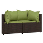 3-tlg. Garten-Lounge-Set mit Kissen Braun Poly Rattan